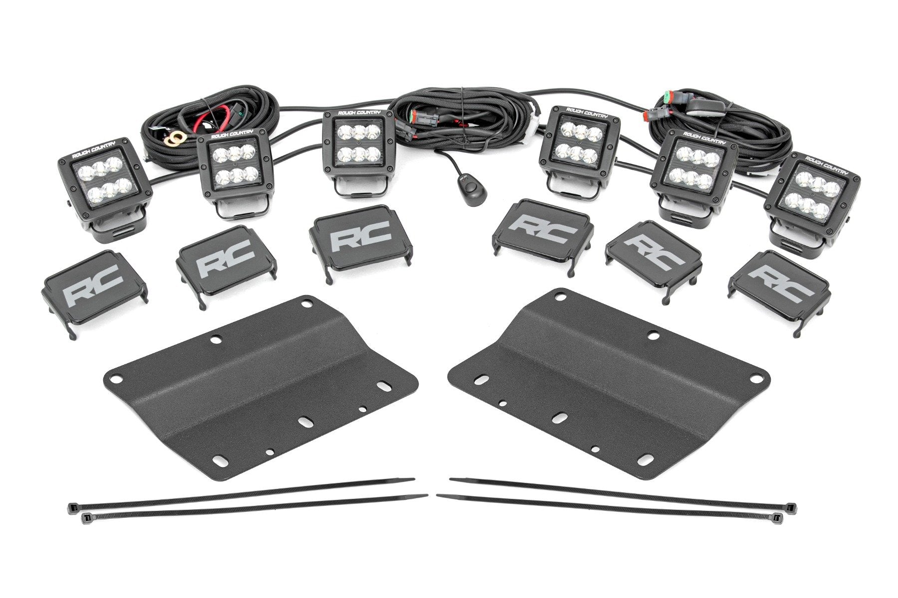 LED Light Kit | Fog Mount | Triple 2" Black Pair | Spot/Flood | Ford Bronco (21-26)